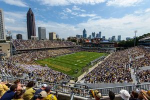 Bobby Dodd Stadium during a game with Atlanta in the backgroung